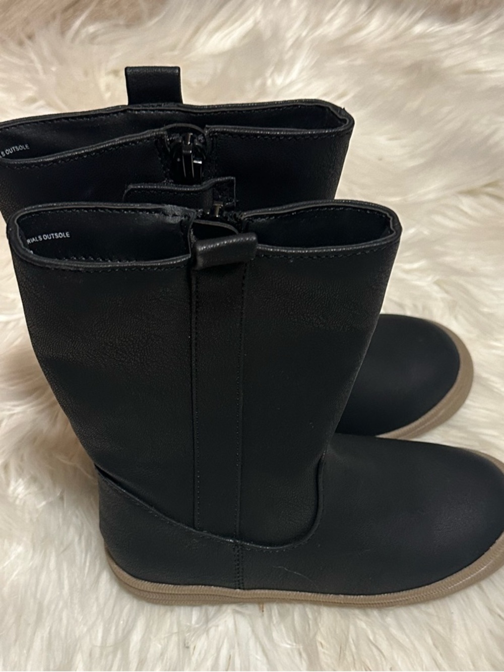 Cat & Jack Black Kids Mid-Calf Boots with Tan Sole